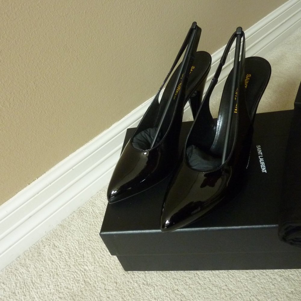SAINT LAURENT Venus 100mm Patent Slingback High-heel Lady Pumps (Black) - NEW - Picture 5 of 14